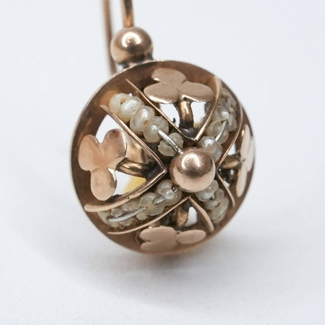 フランス 1900年代 パール ゴールド ピアス