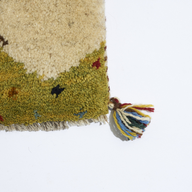 イラン 新品 ウール100% ギャッベ（座布団サイズ） ECCNG0064