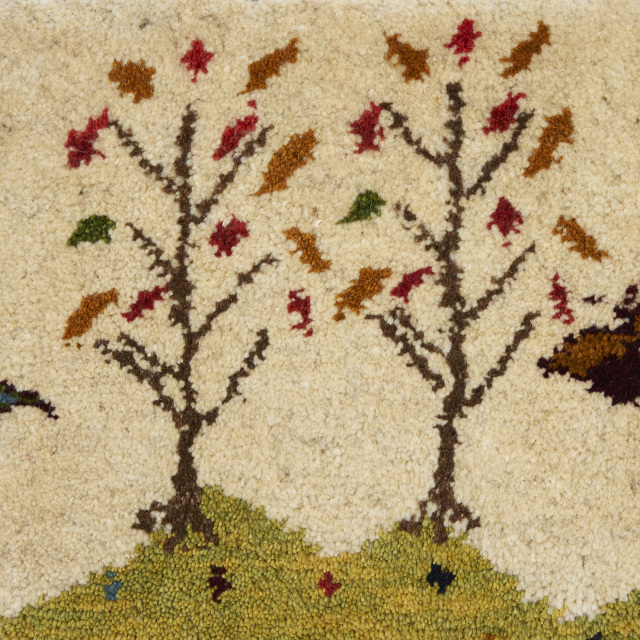 イラン 新品 ウール100% ギャッベ（座布団サイズ） ECCNG0064