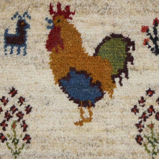 イラン 新品 ウール100% ギャッベ（座布団サイズ） ECCNG0065