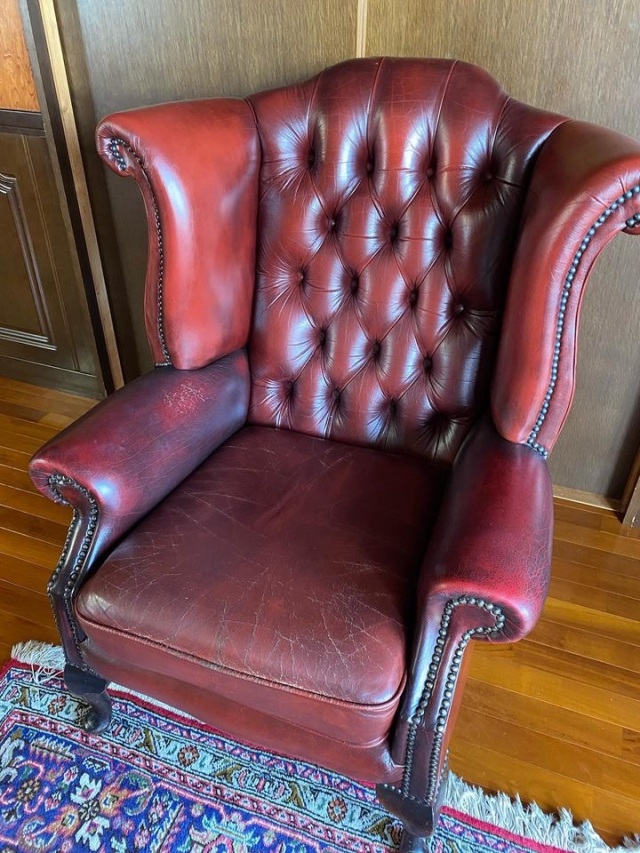 イギリス ヴィンテージ レザー ウッド チェスターフィールド ECJPAB0008