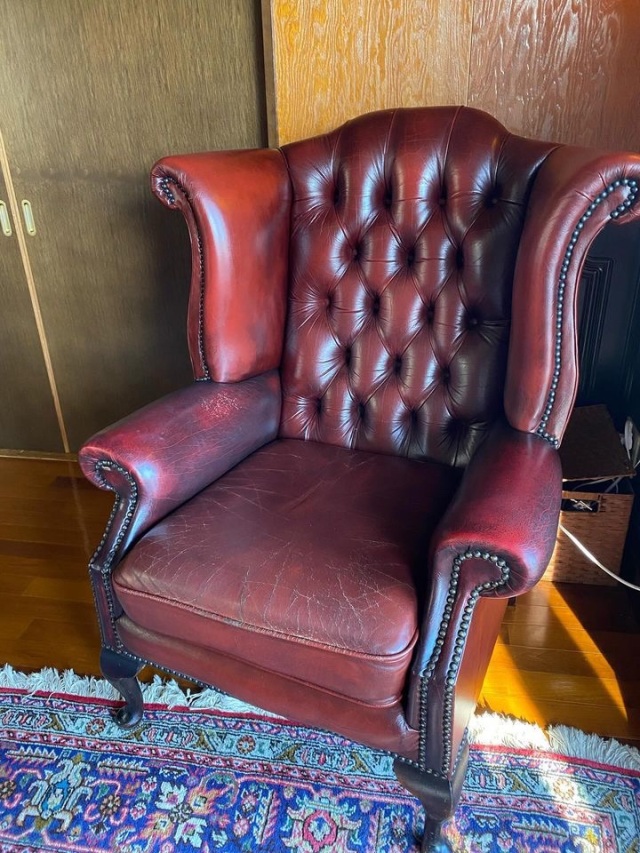 イギリス ヴィンテージ レザー ウッド チェスターフィールド ECJPAB0008