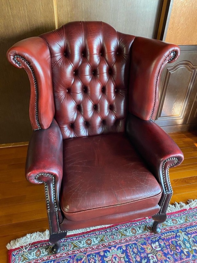 イギリス ヴィンテージ レザー ウッド チェスターフィールド ECJPAB0008