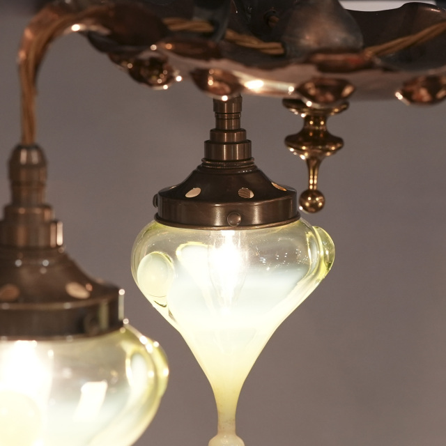 ヴァセリンガラス 銅 真鍮 ヴァセリン3灯シャンデリア ECJPKK-0002