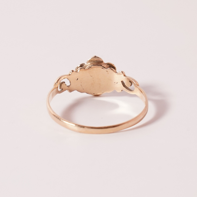 19世紀後半頃 ターコイズ ダイヤモンド 15金 可愛い小花の勿忘草