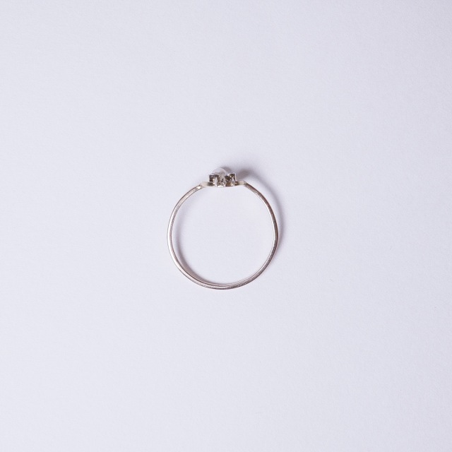 1900年代 ダイヤモンド パール プラチナ 9金 パール＆オールドカットダイヤモンドシャムロックアールデコリング ECJPMA0033