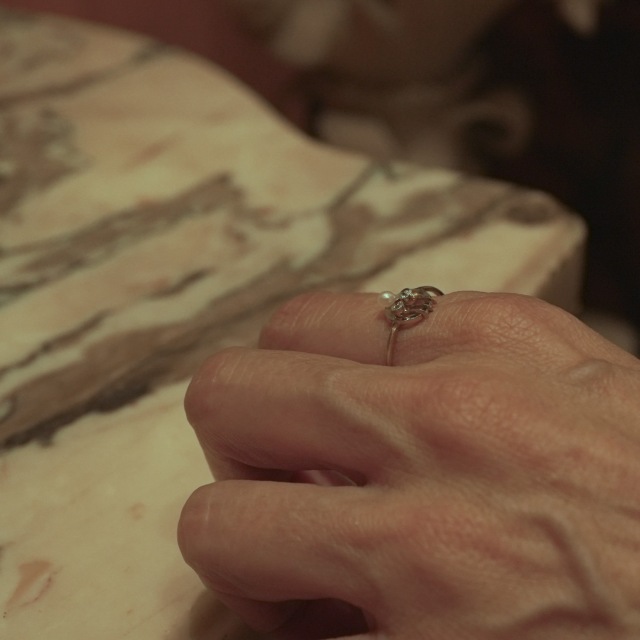 1900年代 ダイヤモンド パール プラチナ 9金 パール＆オールドカットダイヤモンドシャムロックアールデコリング ECJPMA0033