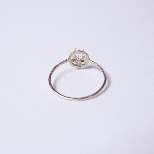 1900年代 ダイヤモンド パール プラチナ 9金 パール＆オールドカットダイヤモンドシャムロックアールデコリング ECJPMA0033