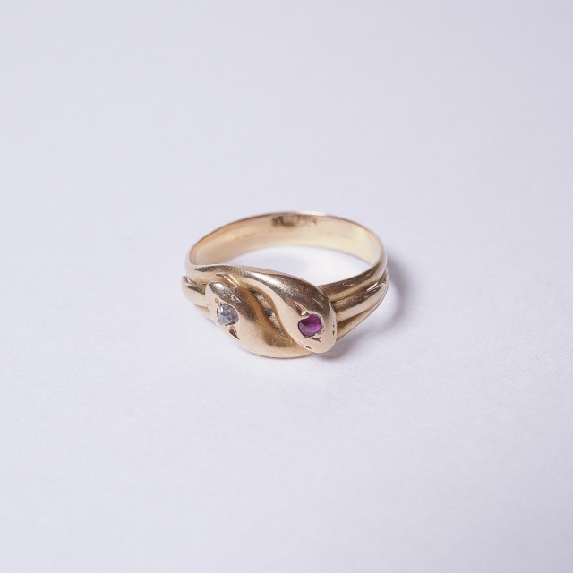 ヴィクトリアン 18金 ゴールド ダイヤモンドリング Victorian 18KYG Enamel Diamond Antique Ring（ヴィクトリアン 18金