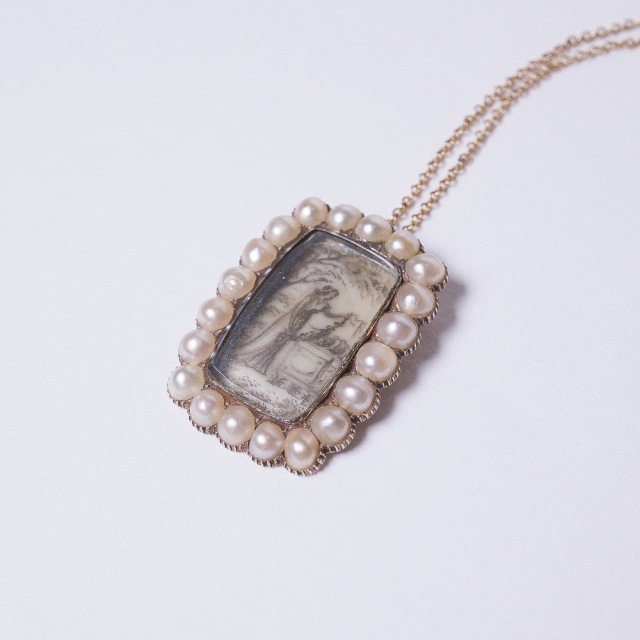 アンティークアイリスガラスオクタゴンペンダントアールデコ