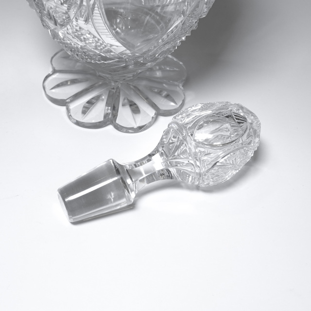 フランス 1900年代初頭 クリスタルガラス Baccarat バカラ  サービス""U""のデキャンタ? グラスセット ECJPOF0001