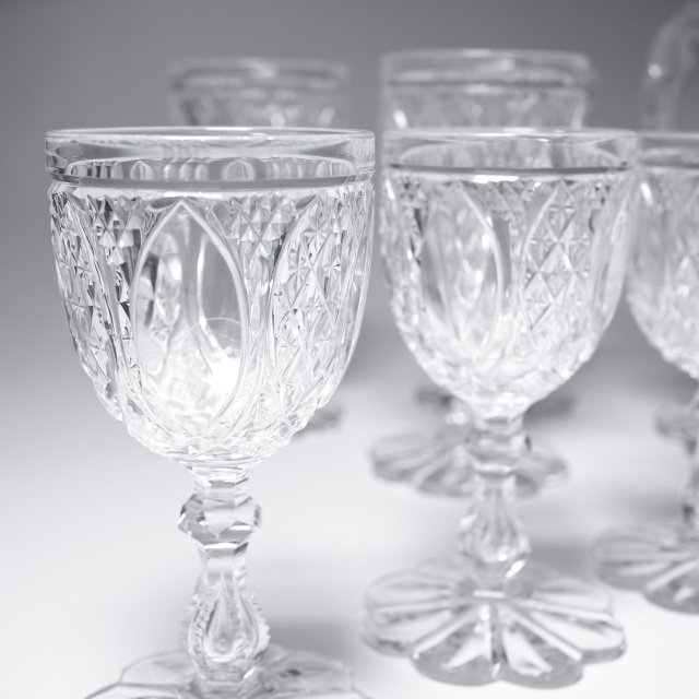 フランス 1900年代初頭 クリスタルガラス Baccarat バカラ  サービス""U""のデキャンタ? グラスセット ECJPOF0001