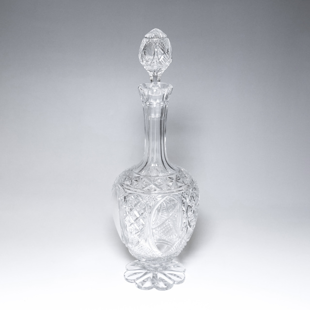 フランス 1900年代初頭 クリスタルガラス Baccarat バカラ  サービス""U""のデキャンタ? グラスセット ECJPOF0001