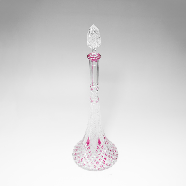 フランス 1900年代 クリスタルガラス Baccarat バカラ  ロシア風 赤被せガラスの特大デキャンタ? ECJPOF0007