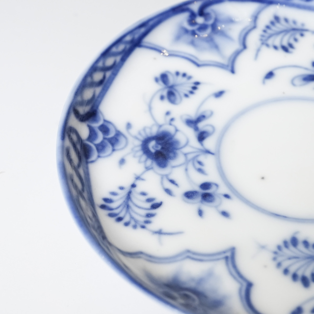 フランス 19世紀中期 磁器 Royal Copenhagen ロイヤルコペンハーゲン - 蝙蝠の縁取り・染付紅茶碗皿 ECJPOF0017