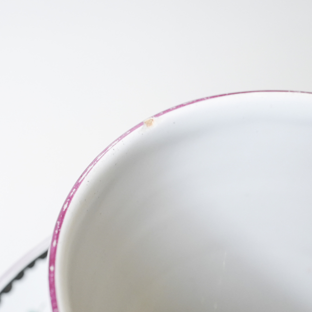 フランス 1870年代 磁器 Emile Galle エミール ガレ - エミール・ガレ 鳥と花、昆虫模様のカップ＆ソーサー ECJPOF0018