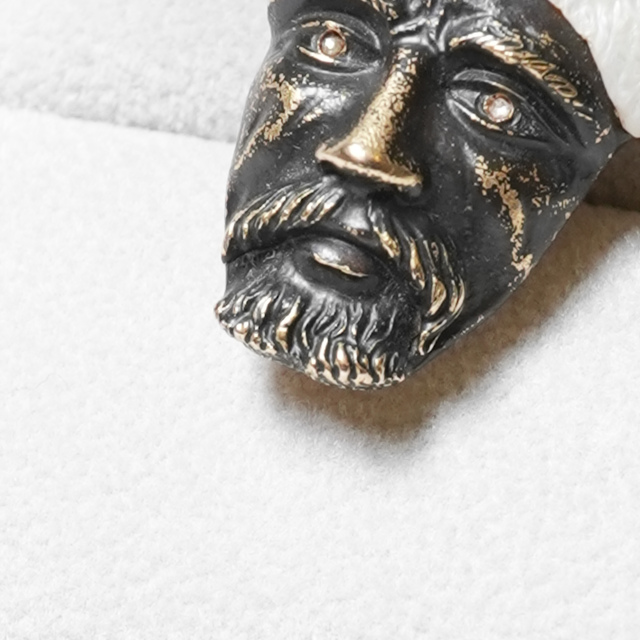 欧州 19世紀中期 金 真珠 ルビー ダイヤモンド - - 真珠のターバンを巻いた紳士のゴールドブローチ ECJPOF0020