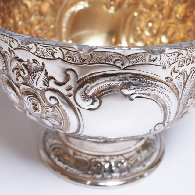 イギリス 1903年 シルバー 純銀製花紋ローズボウル 