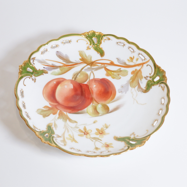 ドイツ 1890年代 磁器 NYMPHENBURG ニンフェンブルク 果実紋プレート(桃) ECJPTD0025