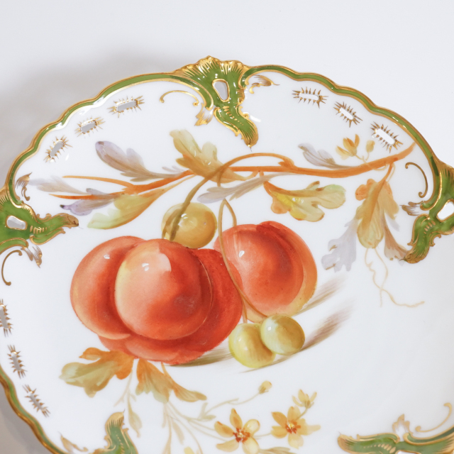 ドイツ 1890年代 磁器 NYMPHENBURG ニンフェンブルク 果実紋プレート(桃) ECJPTD0025