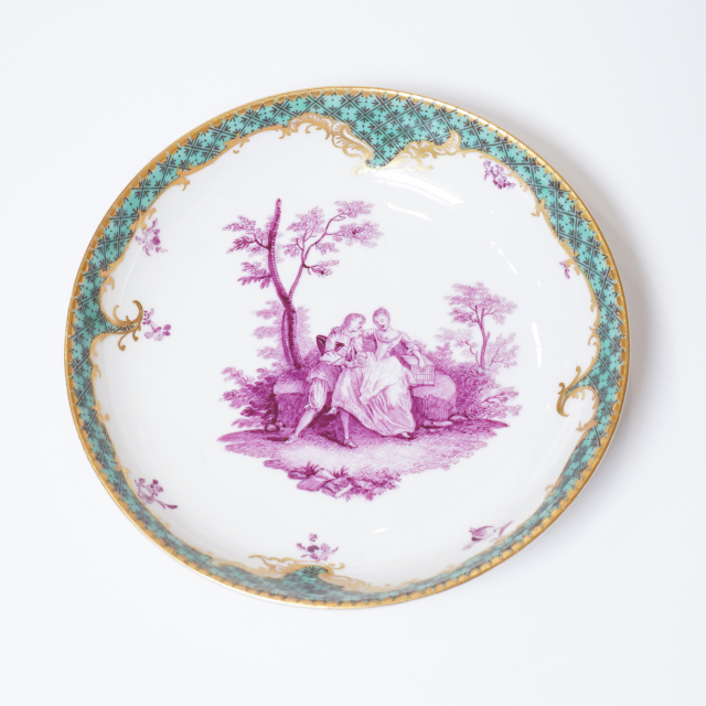 ドイツ 1750年代 磁器 MEISSEN マイセン ワトー紋カップ&ソーサー ECJPTD0029