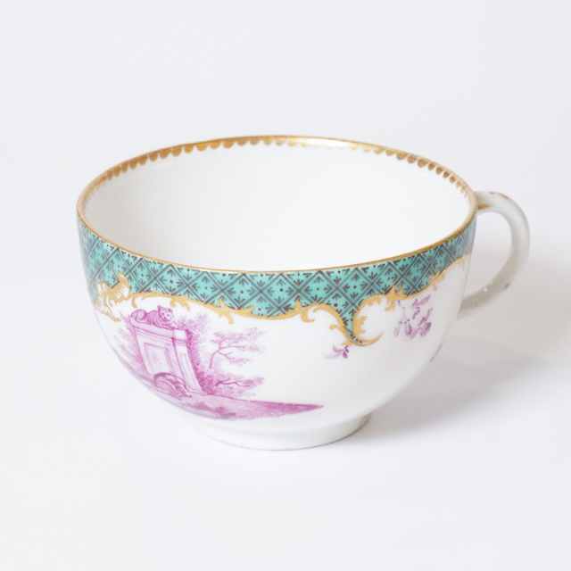 ドイツ 1750年代 磁器 MEISSEN マイセン ワトー紋カップ&ソーサー ECJPTD0029