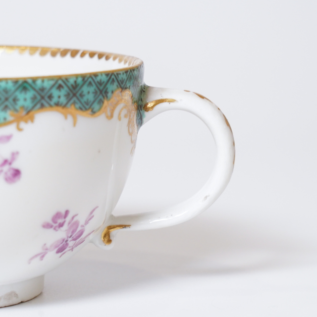 ドイツ 1750年代 磁器 MEISSEN マイセン ワトー紋カップ&ソーサー ECJPTD0029