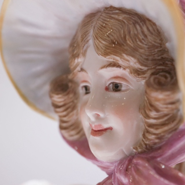 ドイツ 1880年代 磁器 MEISSEN マイセン 貴婦人オブジェ ECJPTD0054