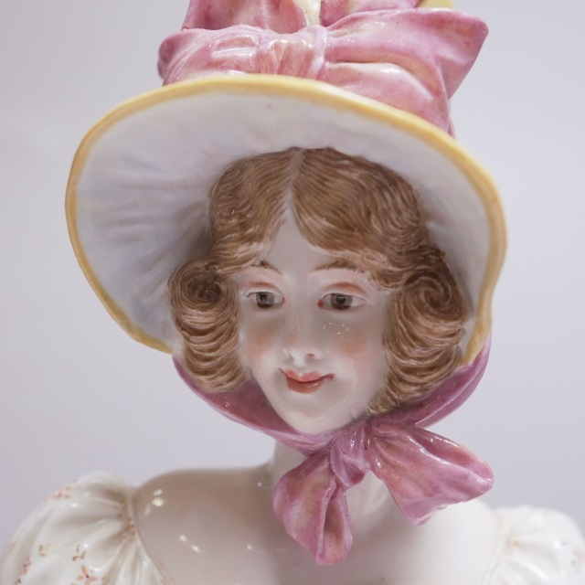 ドイツ 1880年代 磁器 MEISSEN マイセン 貴婦人オブジェ ECJPTD0054