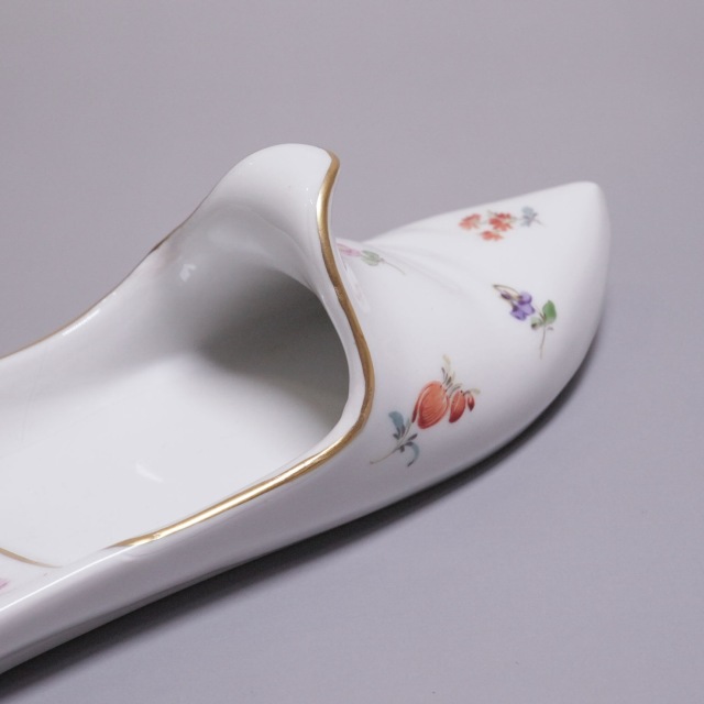 ドイツ 1880年代 磁器 MEISSEN マイセン 小花スリッパオブジェ ECJPTD0060