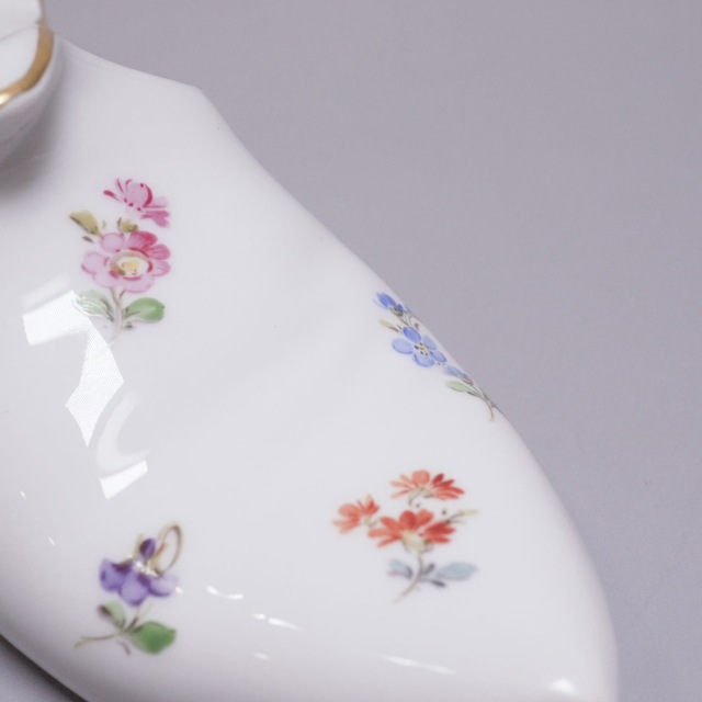 ドイツ 1880年代 磁器 MEISSEN マイセン 小花スリッパオブジェ ECJPTD0060