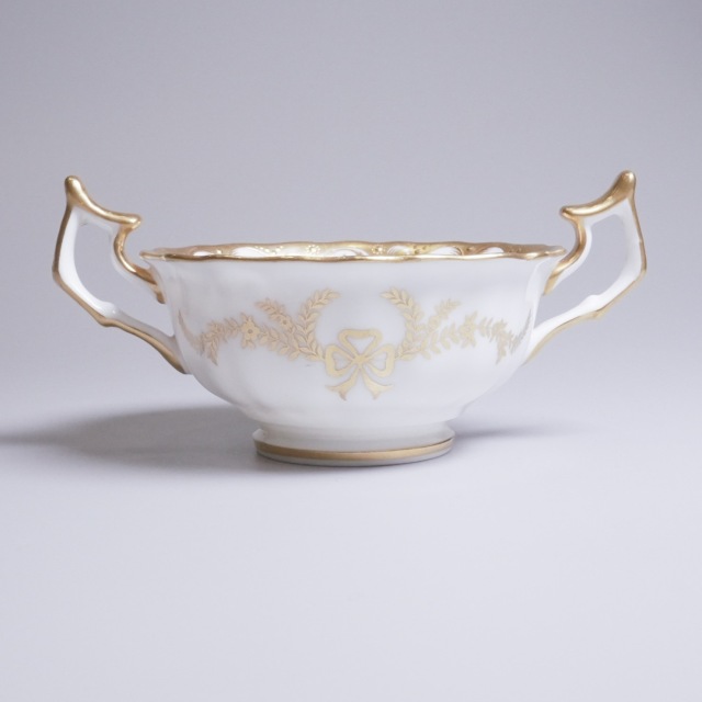 イギリス 1900年代 磁器 Royal Cauldon ロイヤル コールドン ダブルハンドルカップ＆ソーサ? ECJPTD0072