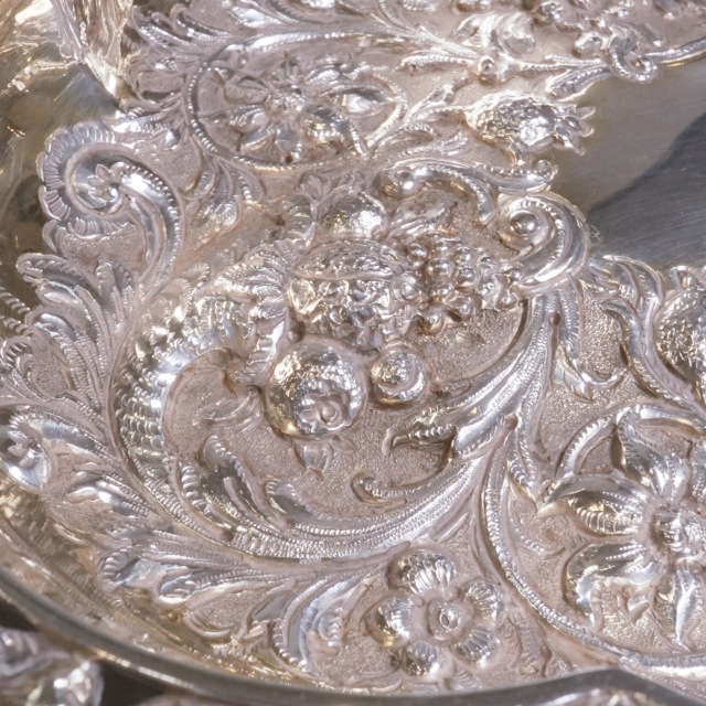 イギリス 1890年代 シルバー 純銀製ピアスバスケット ECJPTD0075