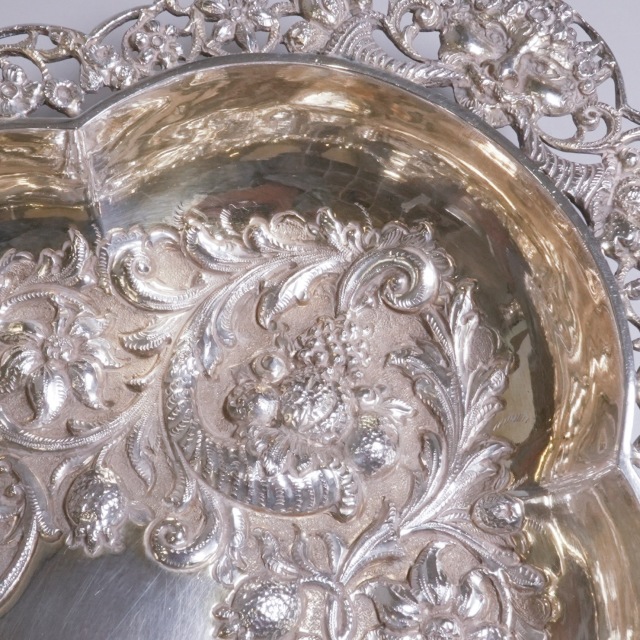 イギリス 1890年代 シルバー 純銀製ピアスバスケット ECJPTD0075