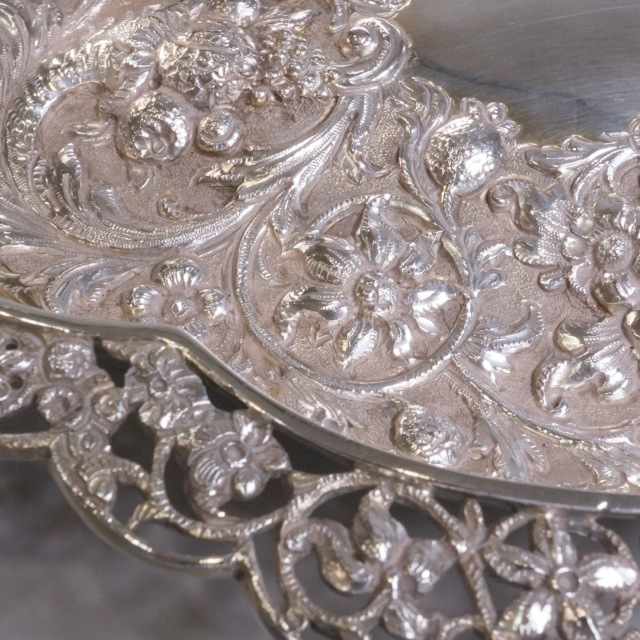 イギリス 1890年代 シルバー 純銀製ピアスバスケット ECJPTD0075