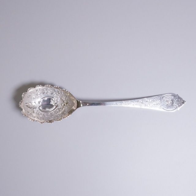 イギリス 1890年代 シルバー 純銀製果実紋サービングスプーン ECJPTD0077