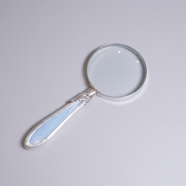 イギリス 1920年代 シルバー 純銀製ブルーエナメル細工ルーペ ECJPTD0079