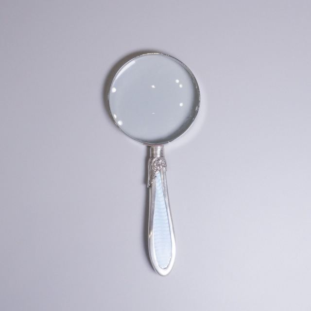 イギリス 1920年代 シルバー 純銀製ブルーエナメル細工ルーペ ECJPTD0079