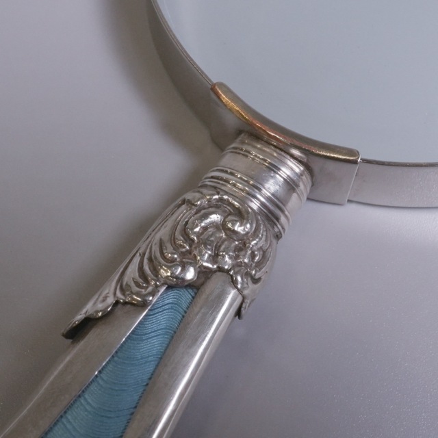 イギリス 1920年代 シルバー 純銀製ブルーエナメル細工ルーペ ECJPTD0079