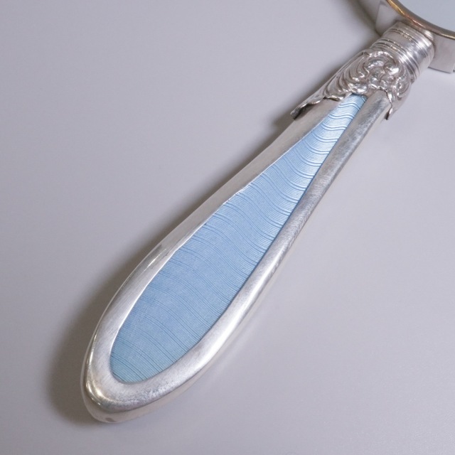 イギリス 1920年代 シルバー 純銀製ブルーエナメル細工ルーペ