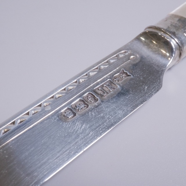 イギリス 1890年代 シルバー 純銀製白蝶貝デザートセット ECJPTD0082