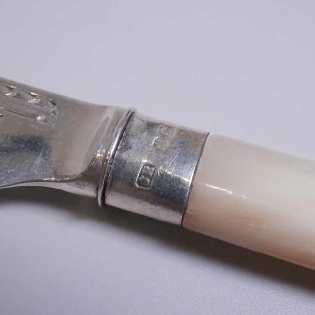 イギリス 1890年代 シルバー 純銀製白蝶貝デザートセット ECJPTD0082