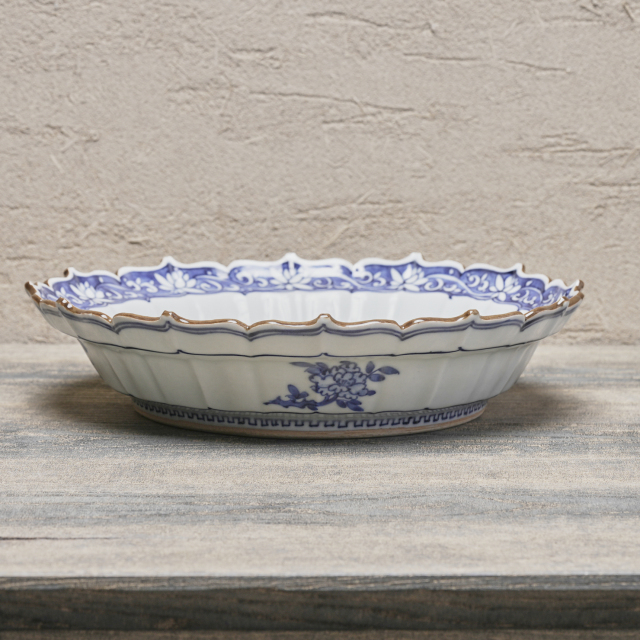 日本 磁器 二代目 川瀬竹春（順一） 祥瑞花鳥文針木鉢