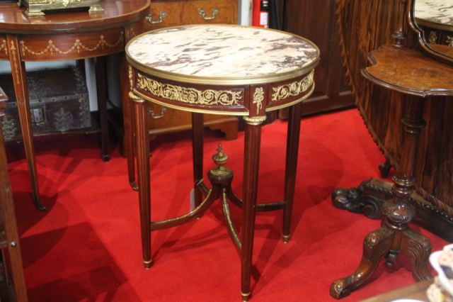 フランス 1880年代 マーブル マホガニー ブラス センターテーブル