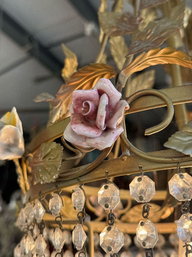 イタリア 1940年代 ガラス 真鍮 シャンデリア