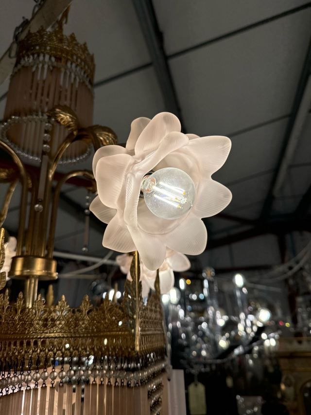 イタリア 1920年代 ガラス 真鍮 シャンデリア