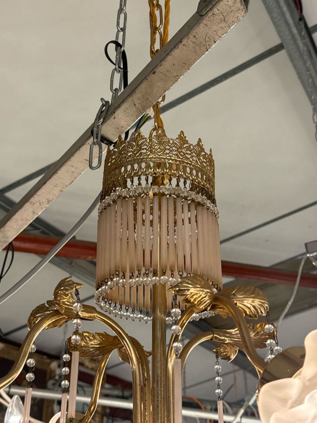 イタリア 1920年代 ガラス 真鍮 シャンデリア