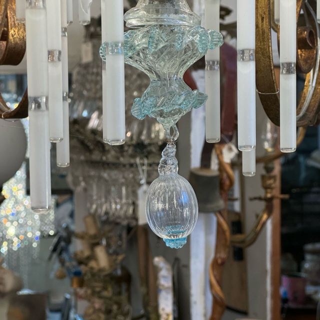 美品　シャンデリア　ガラス　イタリア　アンティークランプ イタリア 1900年代 ガラス シャンデリア