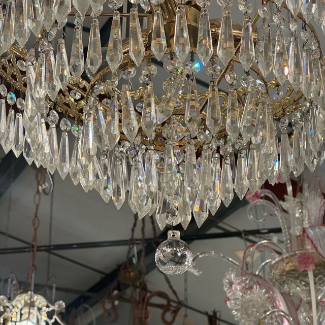 美品　シャンデリア　ガラス　イタリア　アンティークランプ ヴェネチアンガラスシャンデリア18灯「FLORENZA」