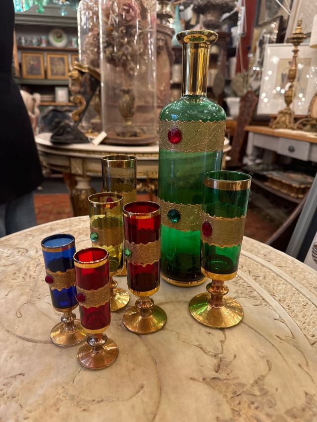 イタリア 1960年代 ガラス グラス6点 ボトルセット